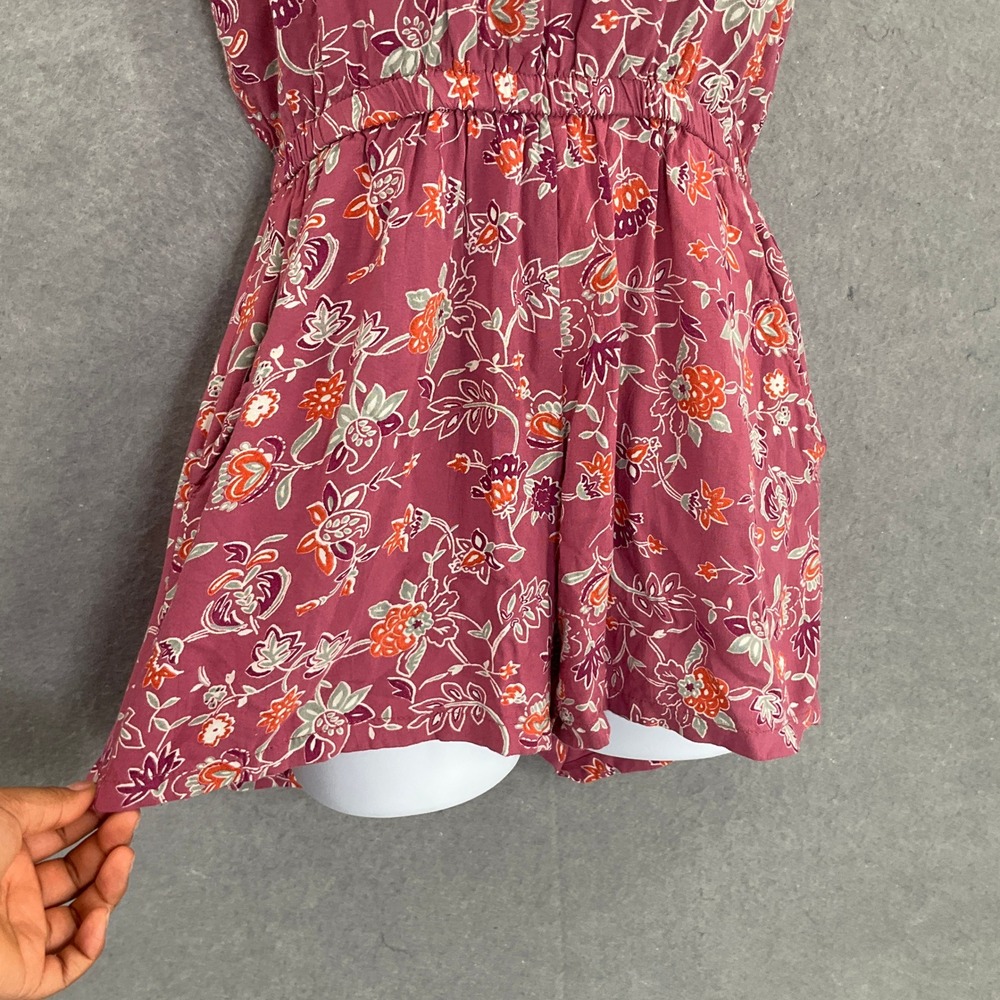 Angie‎ Floral Halter Romper Sz M Maroon Orange Paisley Print Beach Festival - Picture 6 of 14